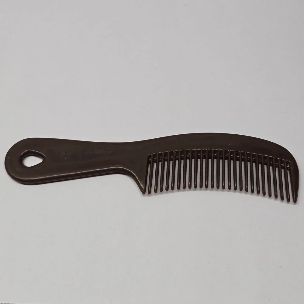 Vintage Unbreakable Brown Pocket Comb With‎ Handle Made In USA 6